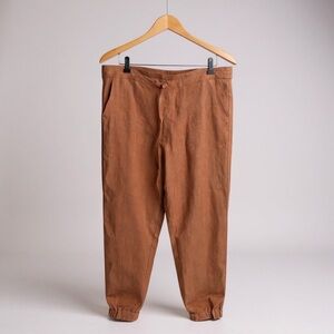 Lilysilk Rust Orange Linen Jogger Pants Sz 4 Drawstring Waist Pockets Oversized
